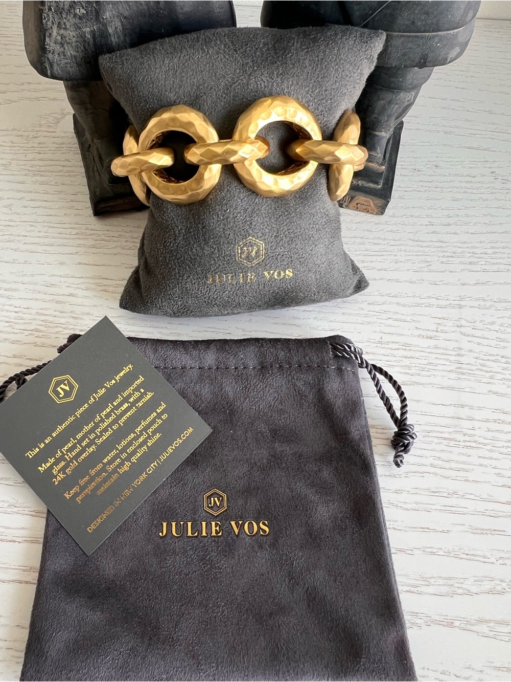 Julie Vos Gold Hammered Link Bracelet